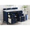 James Martin Vanities Brittany 48in Single Vanity, Victory Blue w/ 3 CM Carrara Marble Top 650-V48-VBL-3CAR